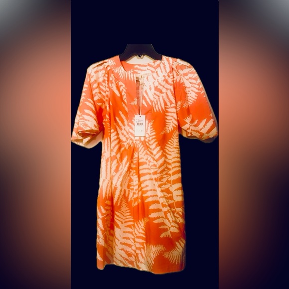 FLORA BAE, NEW YORK. NWT. Stefanie Cotton Shift Dress -Pink w/ Tropical Print XS - Picture 3 of 15